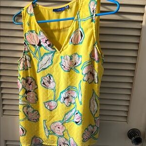 Floral Yellow top with Pink and green Accents